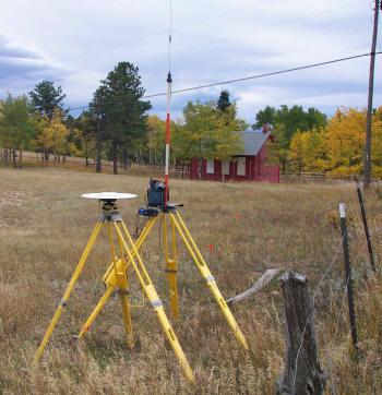 Trimble G.P.S. base set up along North Turkey Creek Canyon Road