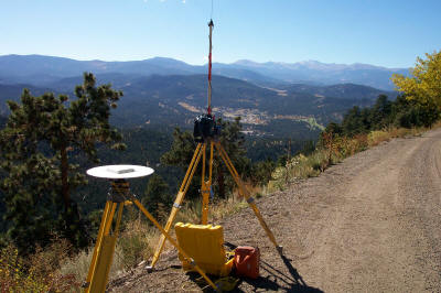 Trimble G.P.S. base above Evergreen. You gotta love Colorado in the fall!